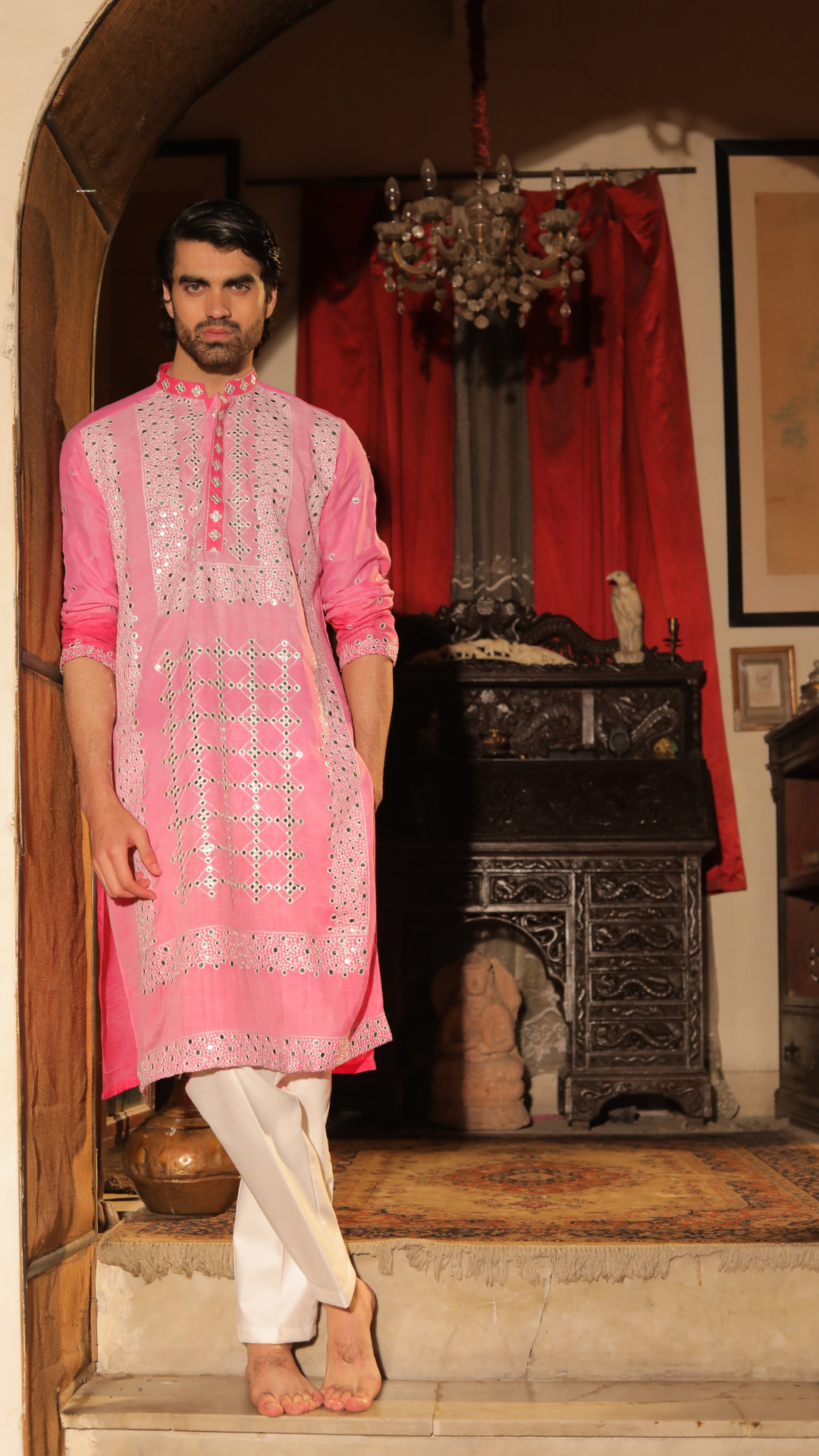 MR 84 Pink Exclusive Chanderi Kurta And Trouser
