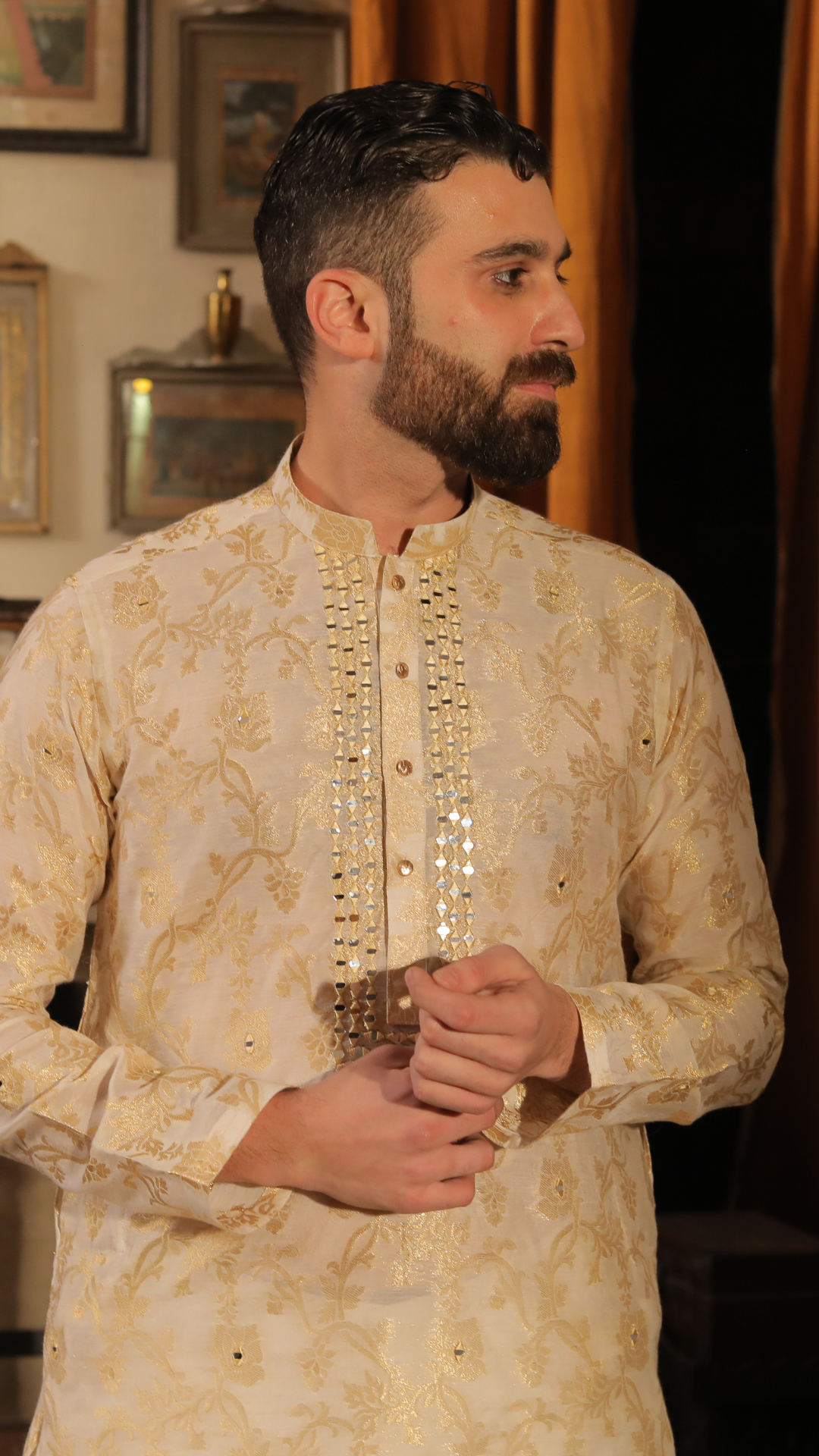 MR 89 Mirror Work Kurta Pajama For Groom