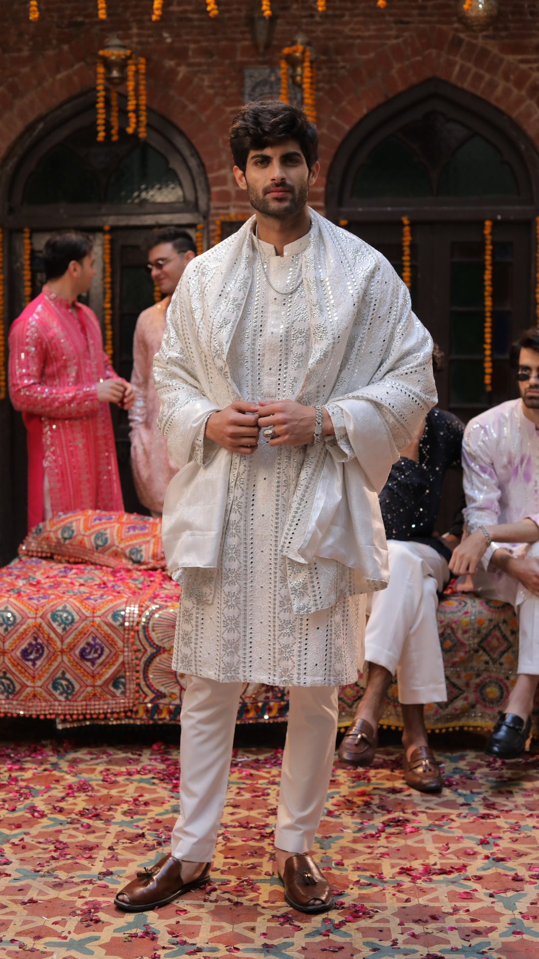 MR 81 White Men’s Chanderi Kurta And Trouser
