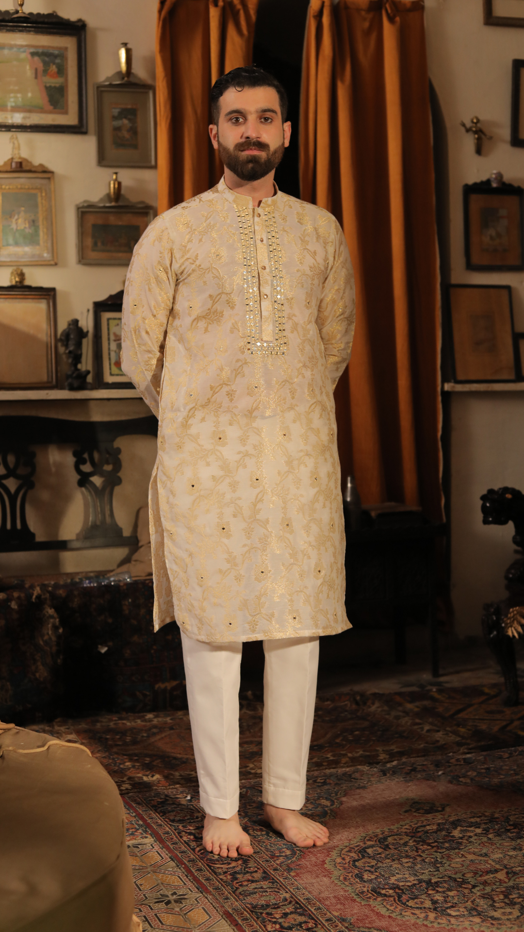 MR 89 Mirror Work Kurta Pajama For Groom