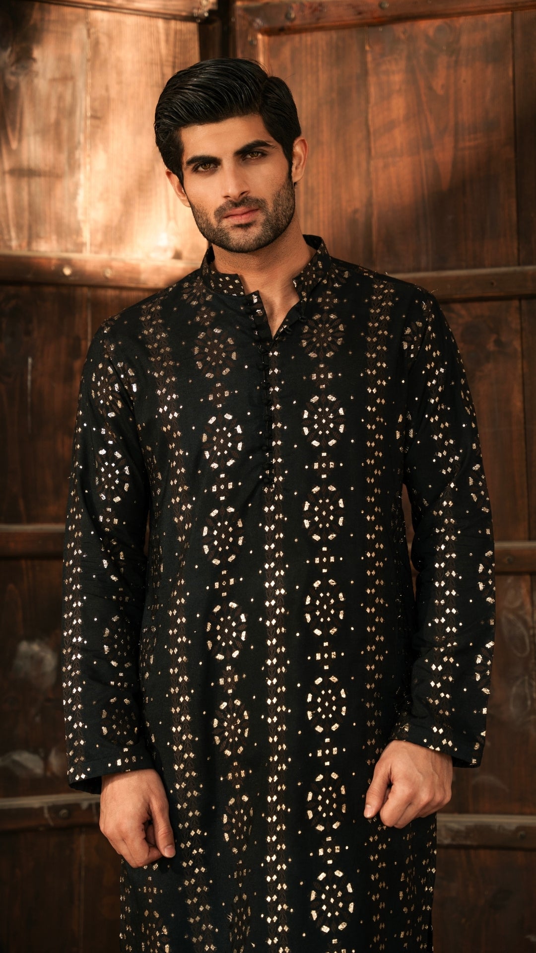ER 665 Black Desging Kurta Pajama For Men