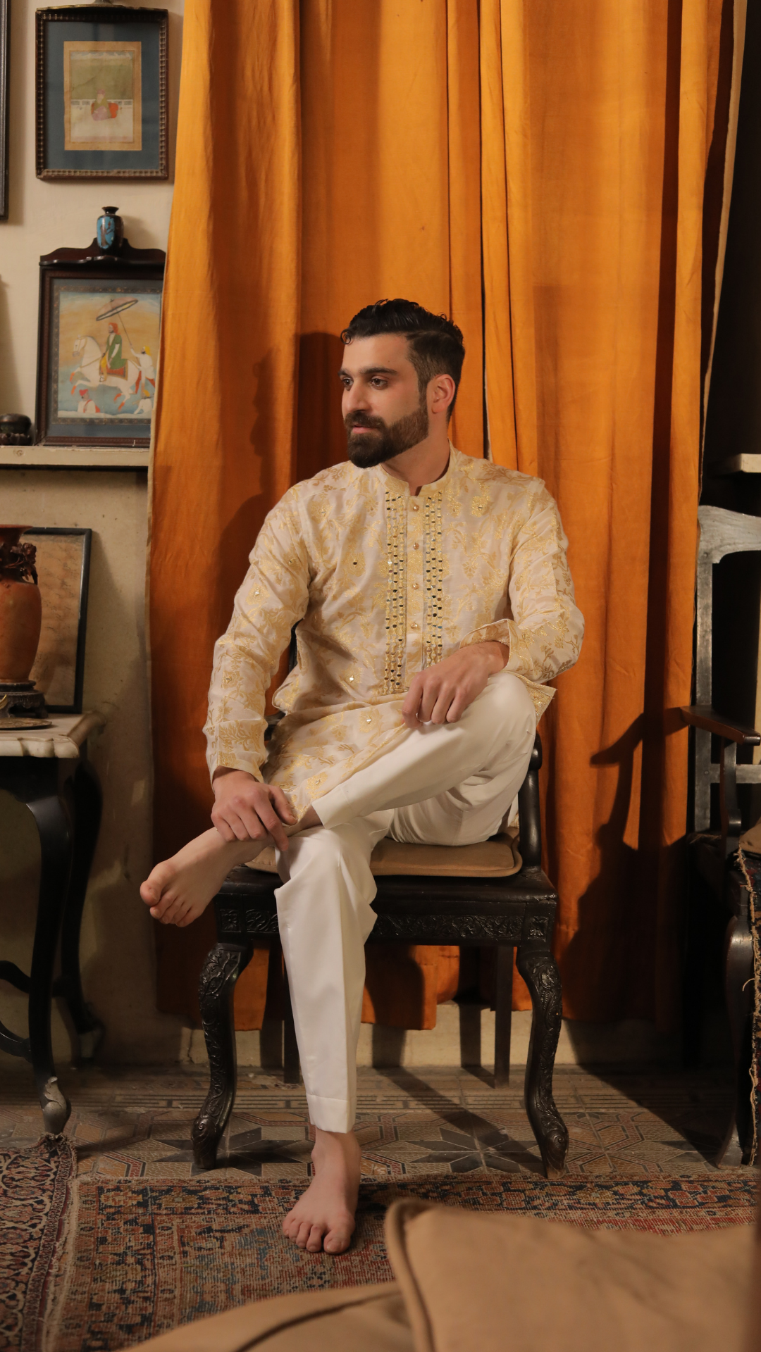 MR 89 Mirror Work Kurta Pajama For Groom