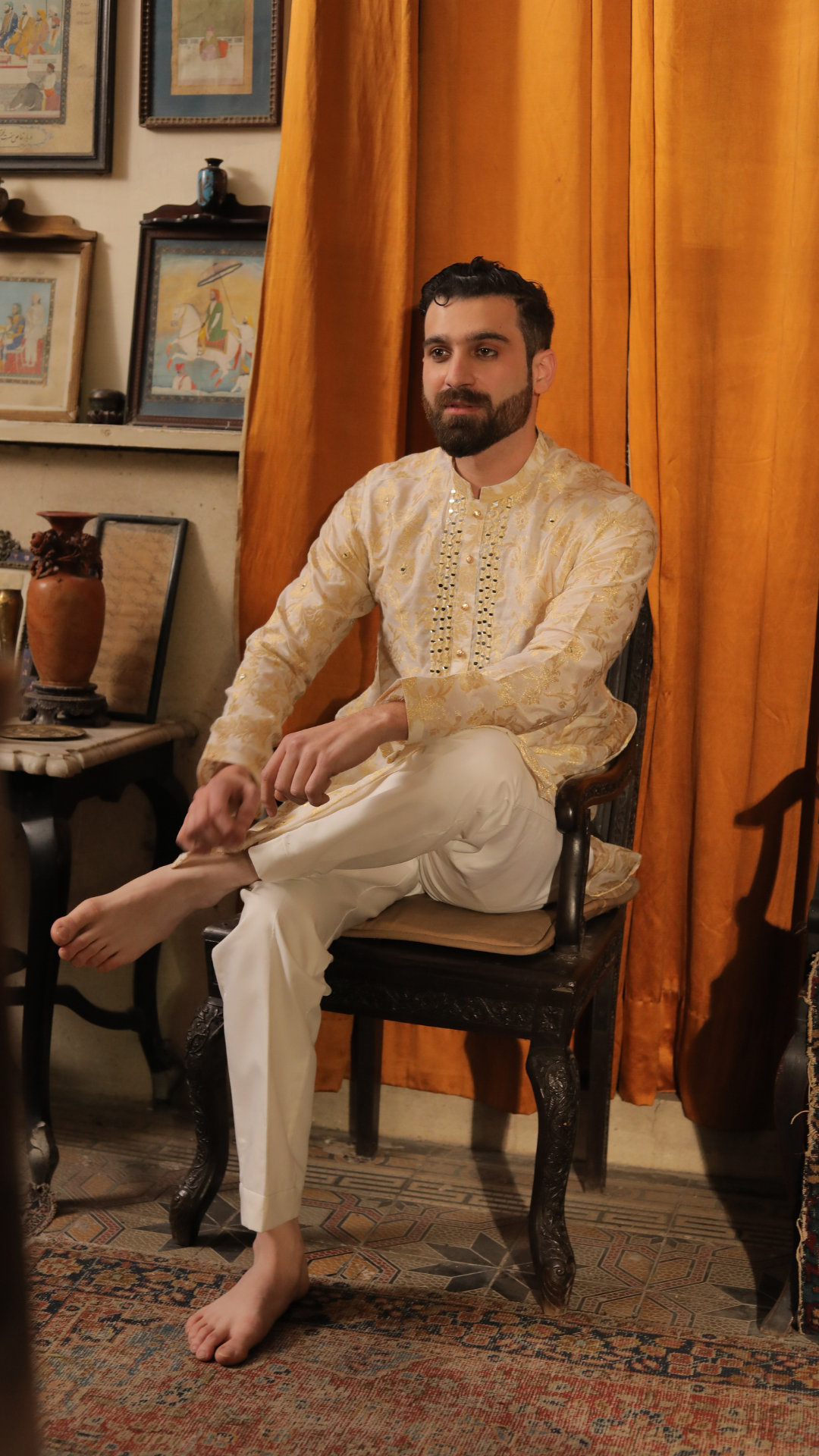 MR 89 Mirror Work Kurta Pajama For Groom