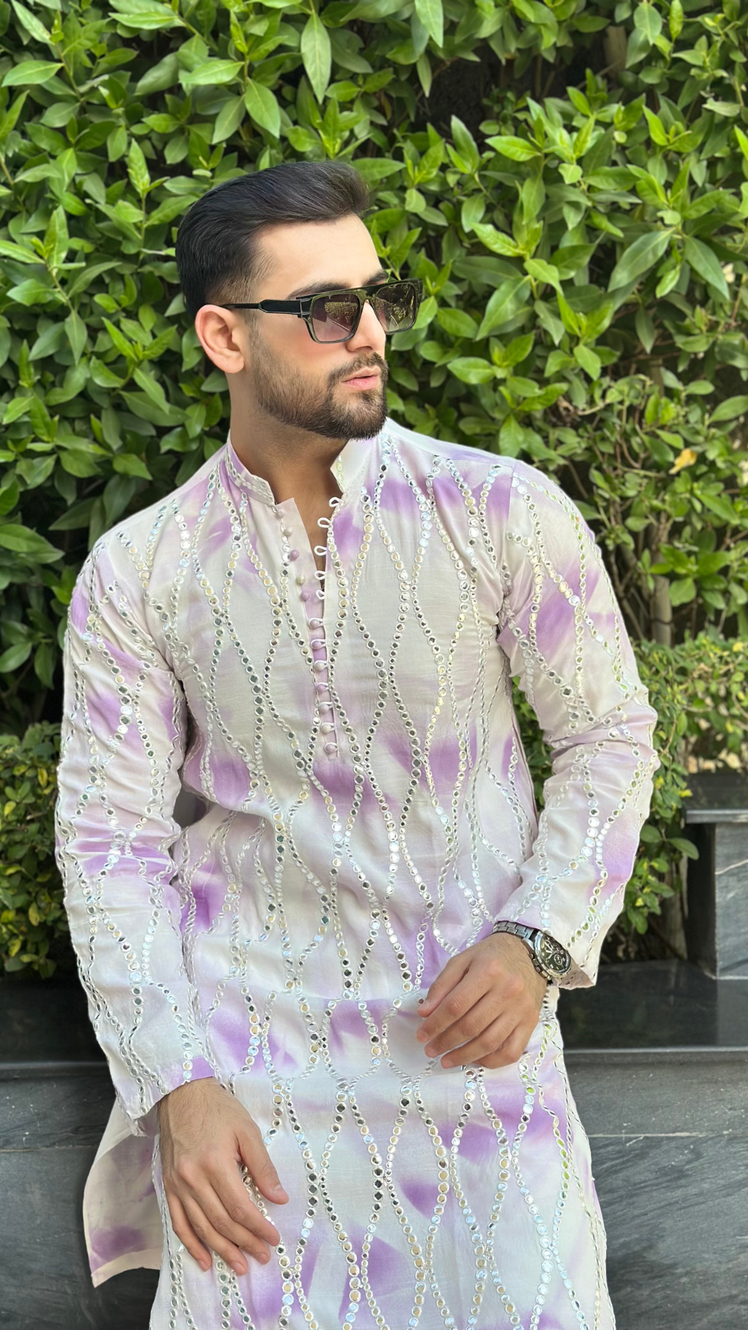 MR 83 Purple Chanderi Kurta for Men And Trouser