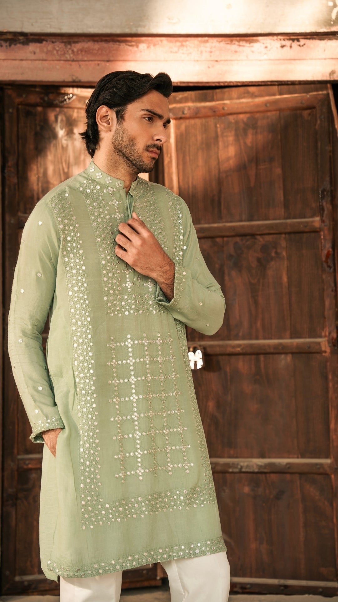 ER 661 Men's Sea Green Kurta Dress With Trouser