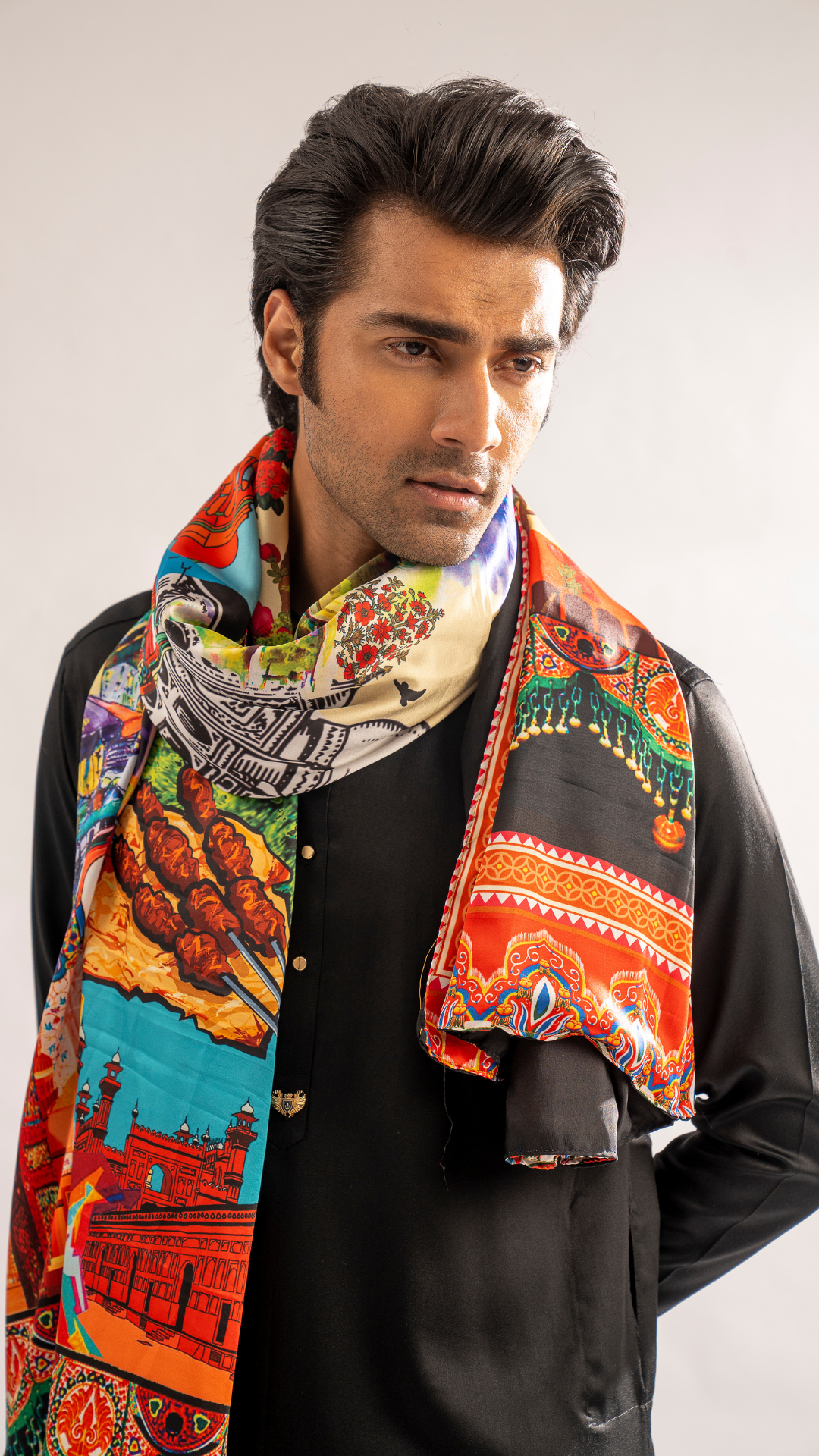 ER 776 Black Ancestral Kurta Shalwar For Men