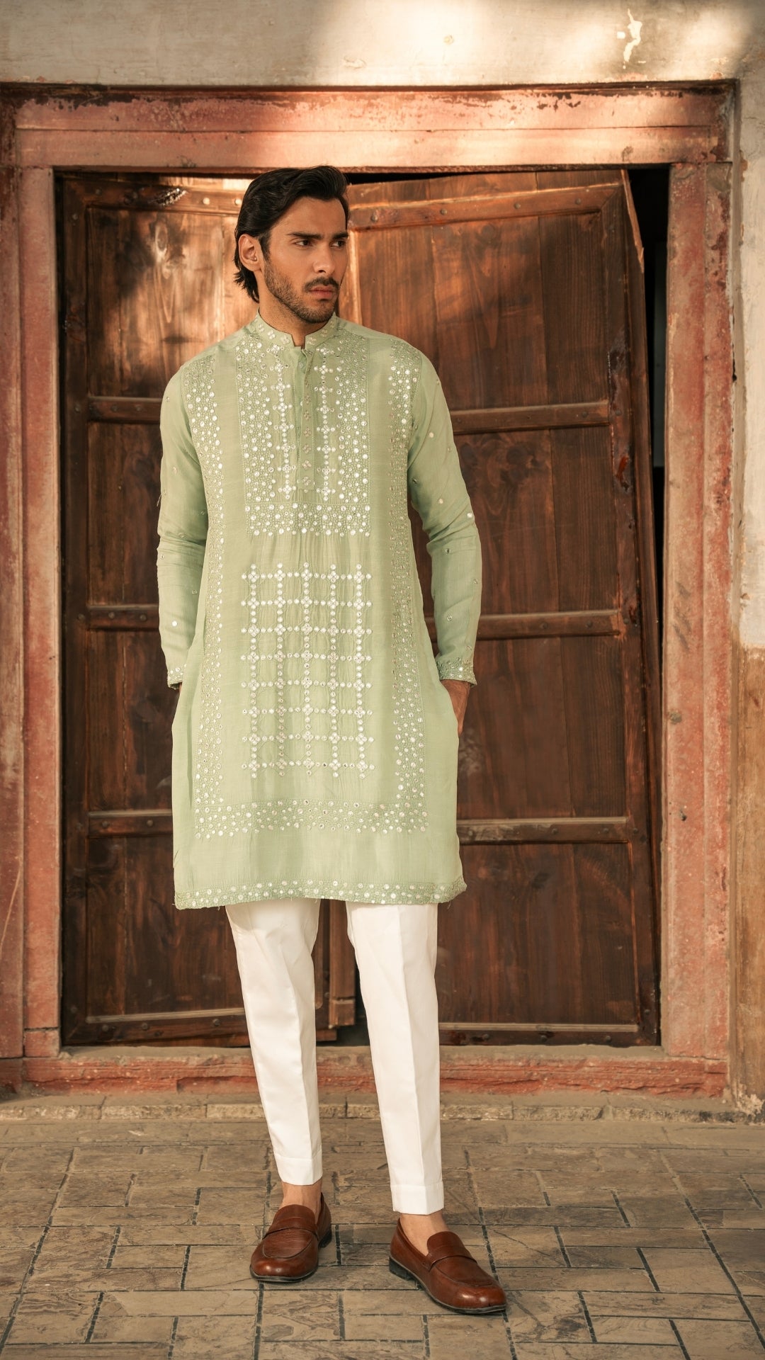 ER 661 Men's Sea Green Kurta Dress With Trouser