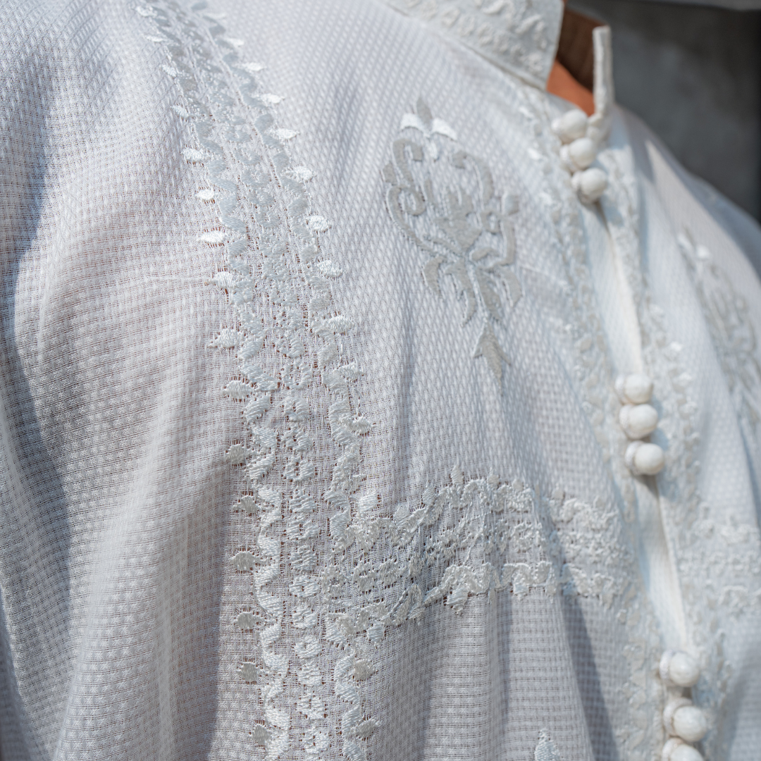 CK 752 White Embroidered Kurta With Farshi Shalwar
