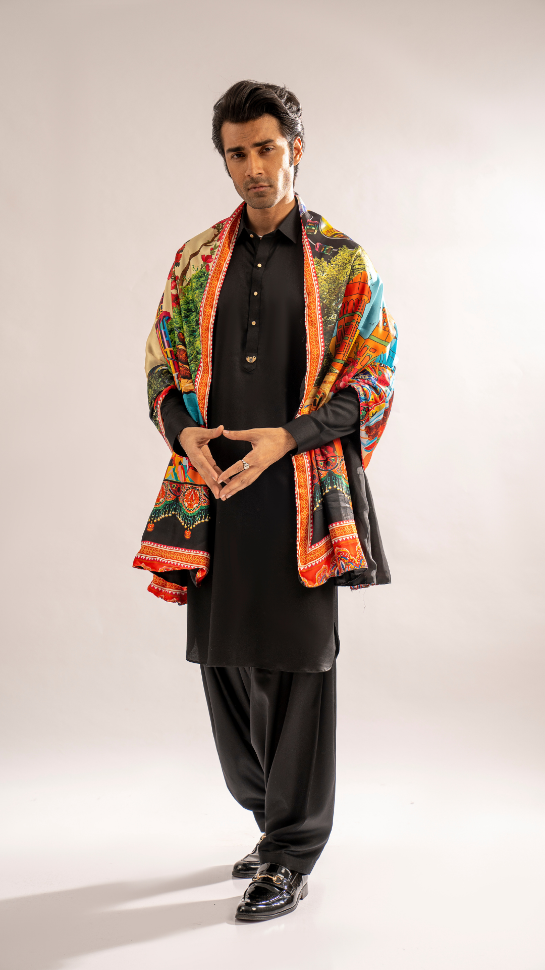 ER 776 Black Ancestral Kurta Shalwar For Men