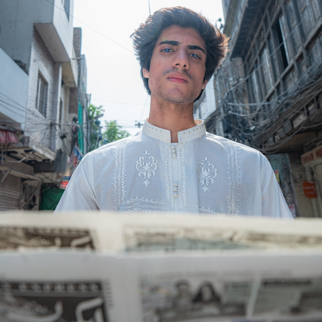 CK 752 White Embroidered Kurta With Farshi Shalwar