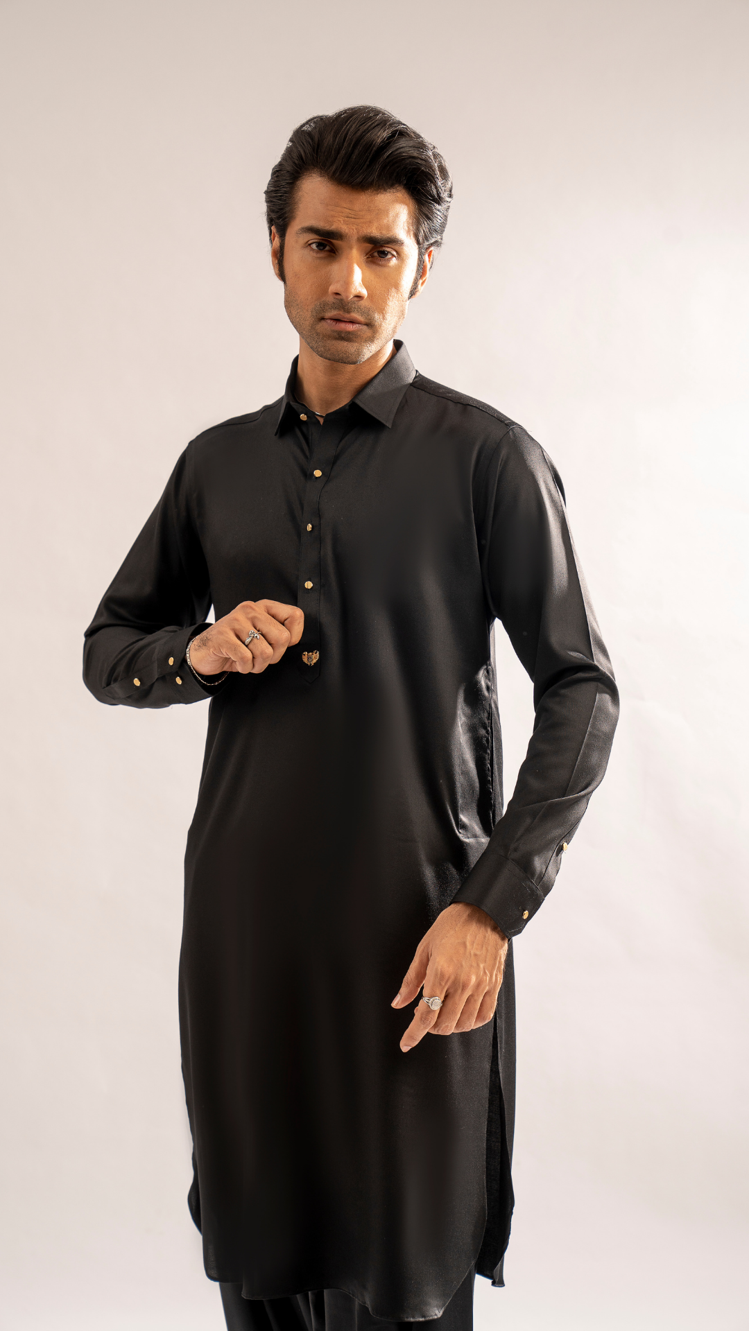 ER 776 Black Ancestral Kurta Shalwar For Men