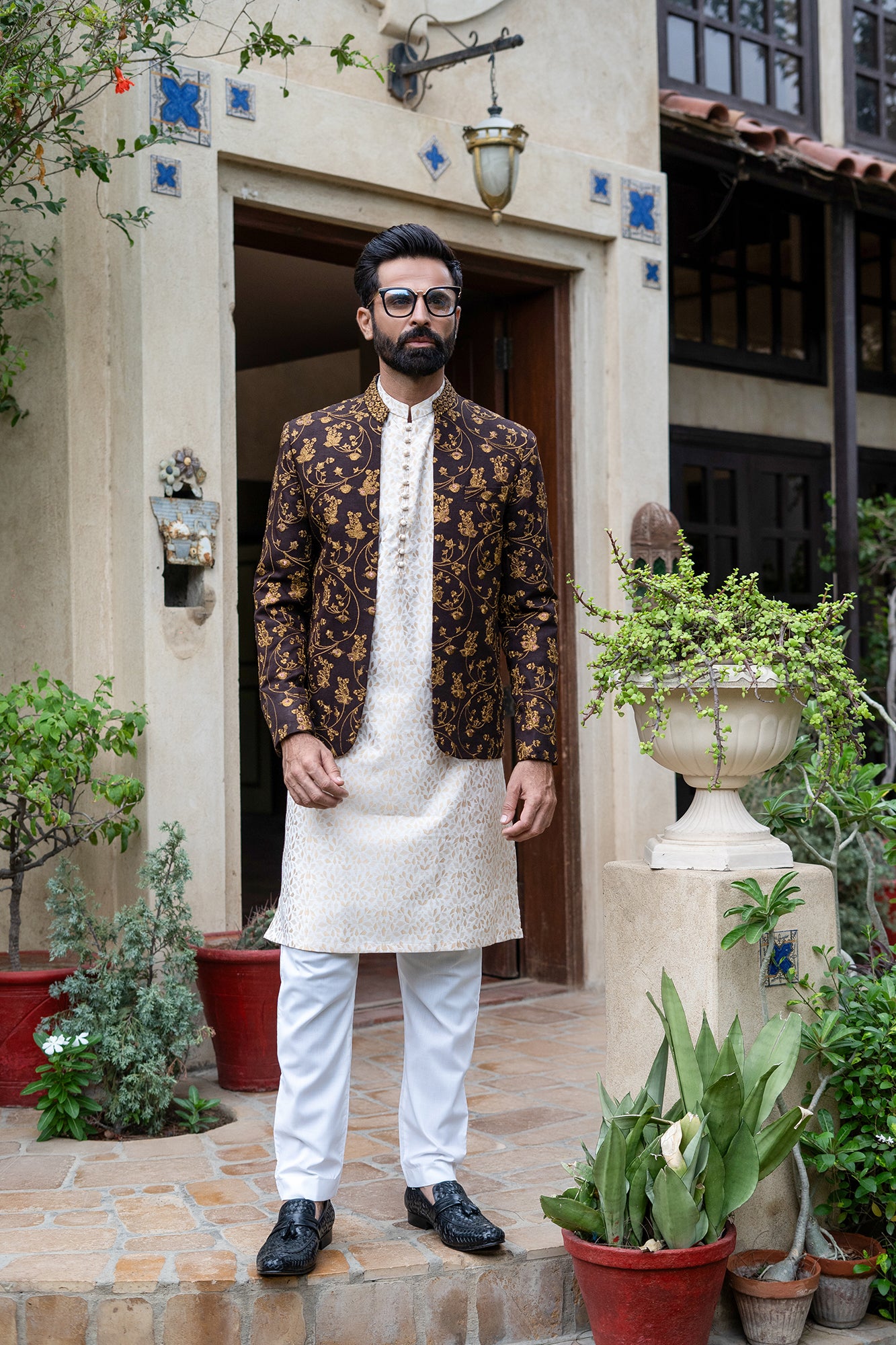 ER 2080 Brown Copper EMbroided Prince Coat Wedding FOr men mashalcouture.com