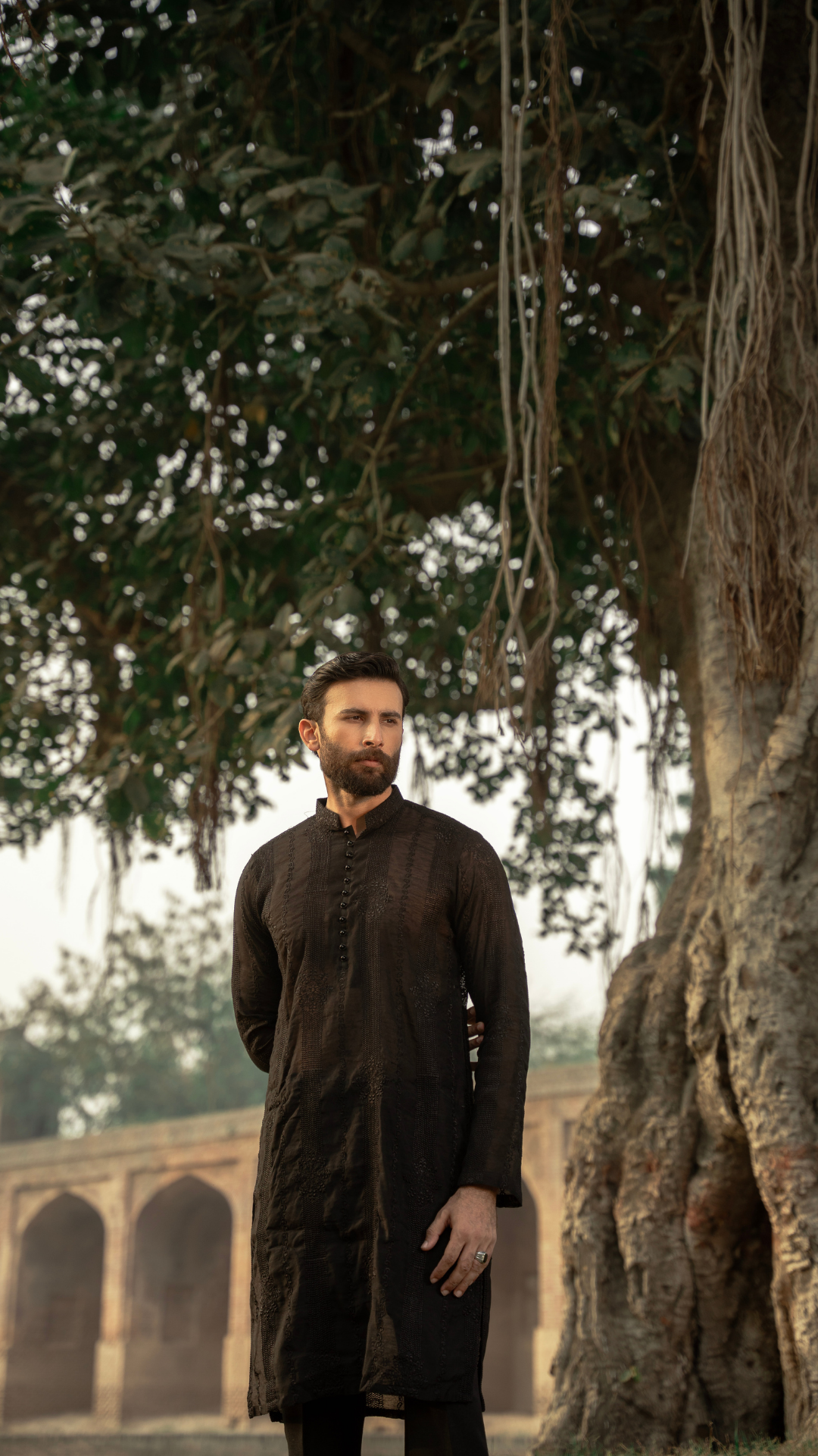 CK 739 Black Chikankari Kurta Pajama For Men