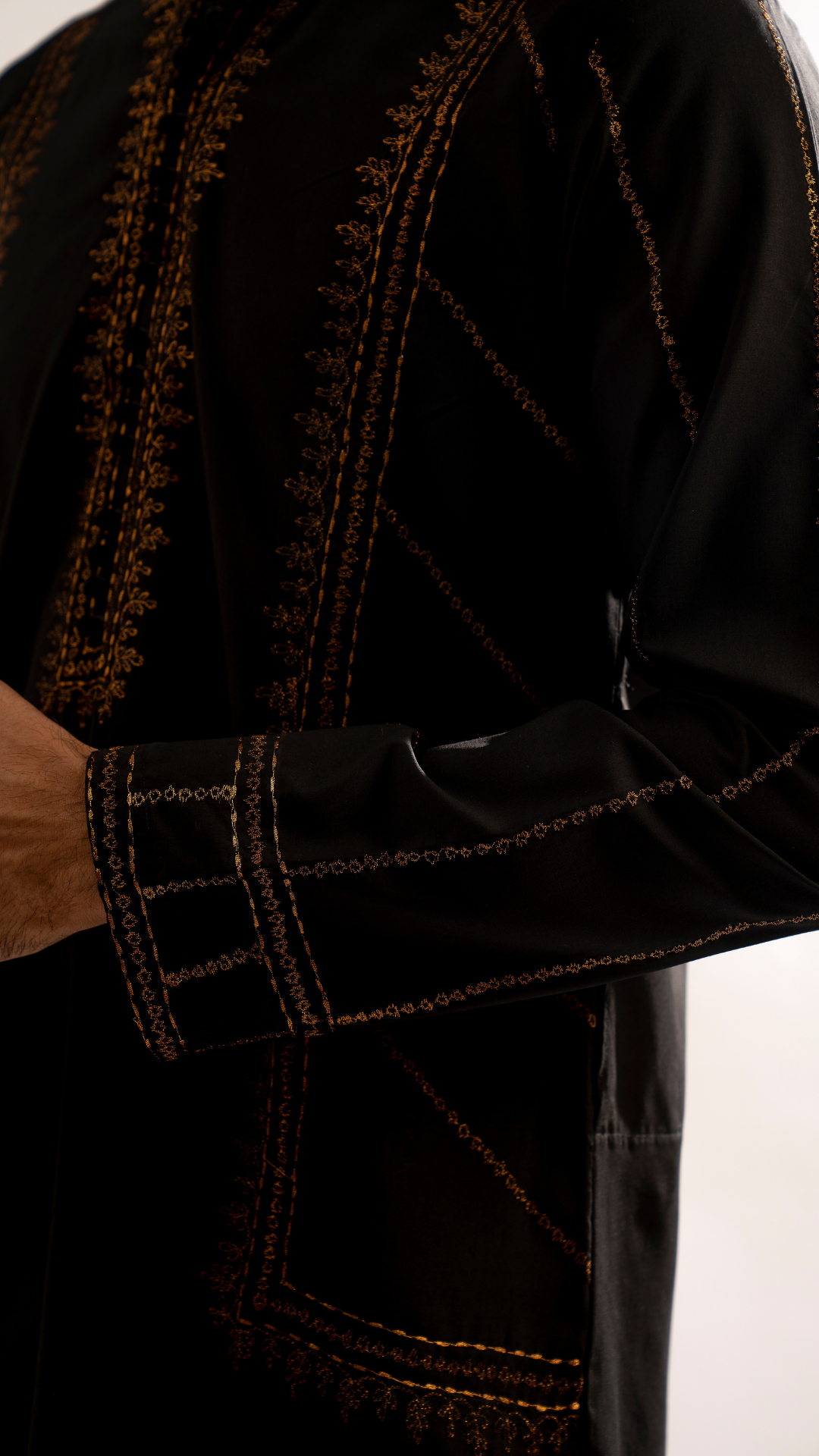 CK 790 Ravish Black Embroidered Kurta Shalwar Men