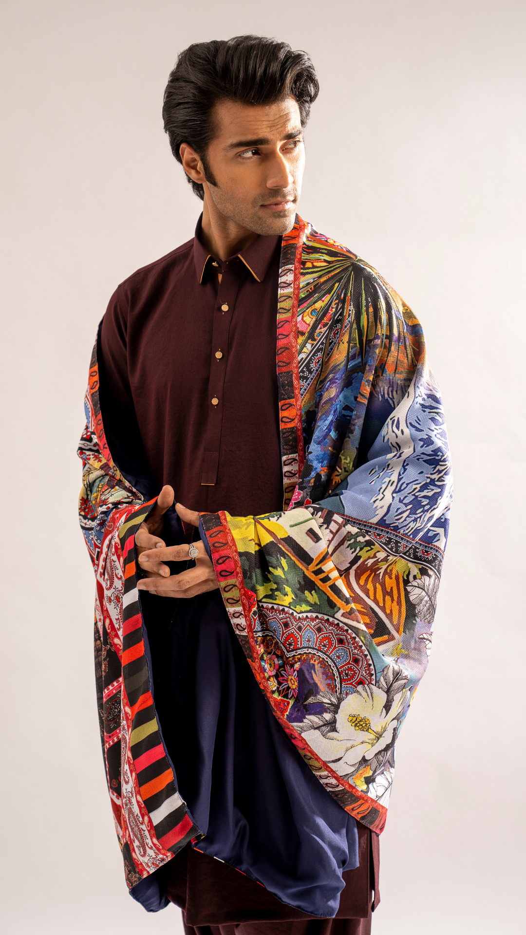 ER 686 Maroon Traditional Kurta Shalwar Dress For Men