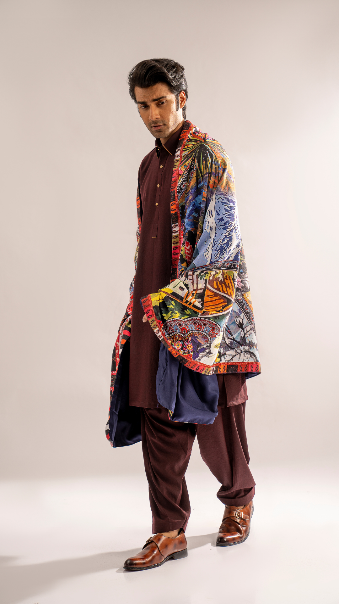 ER 686 Maroon Traditional Kurta Shalwar Dress For Men