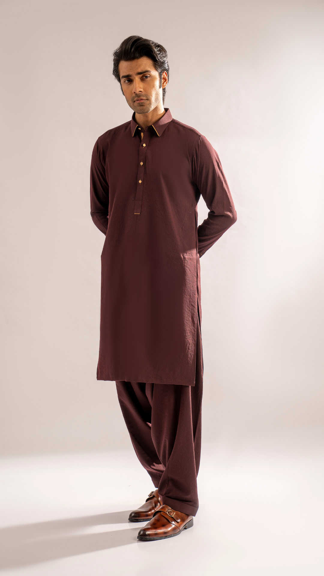 ER 686 Maroon Traditional Kurta Shalwar Dress For Men