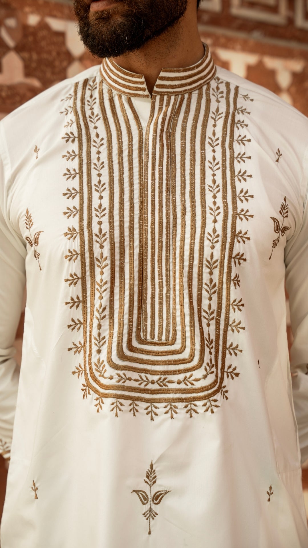 CK 734 White Chikankari Kurta For Men And Trouser