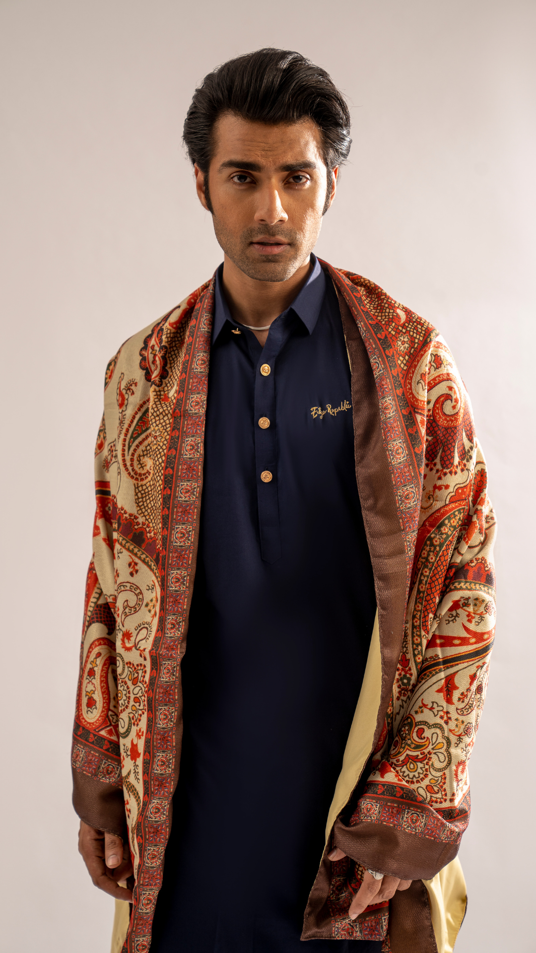 ER 668 Classical Navy Blue Shine Kurta Shalwar