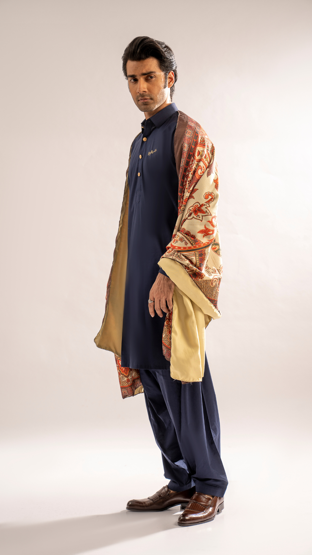 ER 668 Classical Navy Blue Shine Kurta Shalwar
