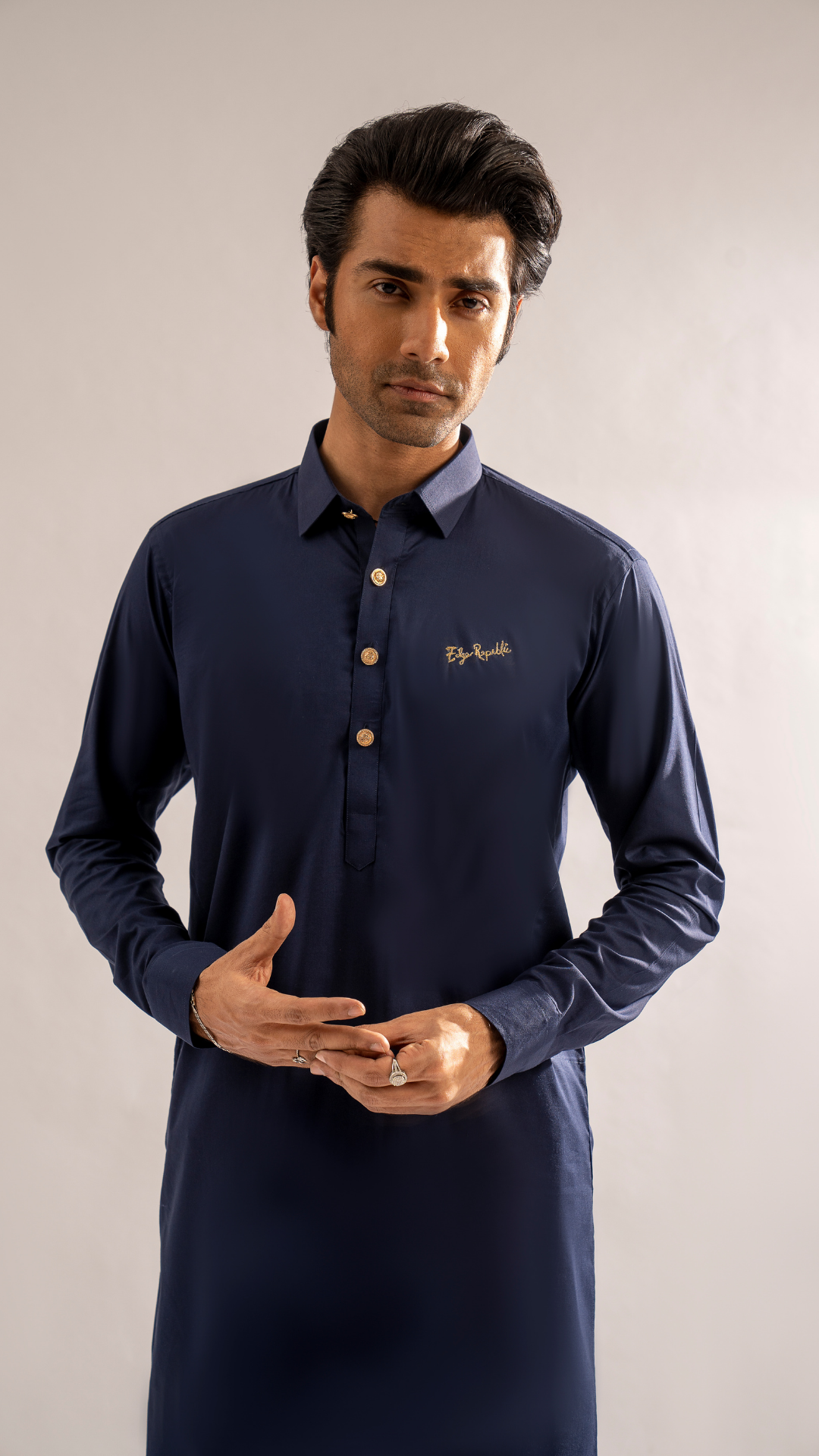 ER 668 Classical Navy Blue Shine Kurta Shalwar