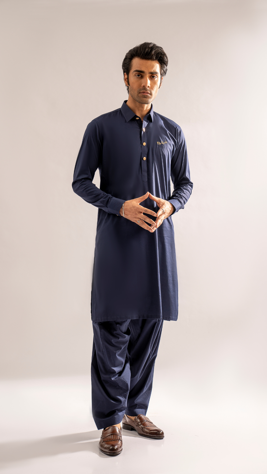ER 668 Classical Navy Blue Shine Kurta Shalwar