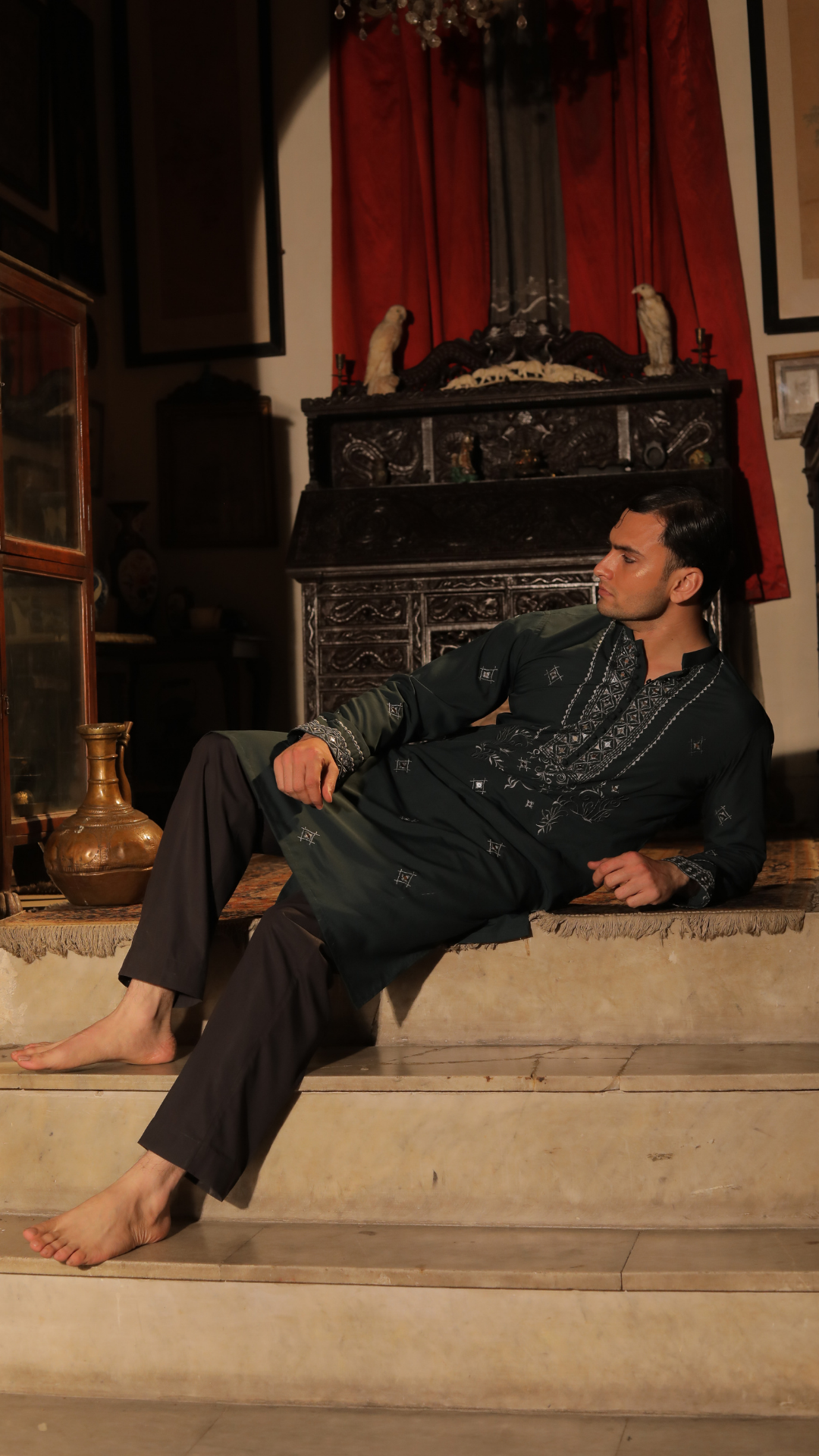 MR 69 Mirror Work Emb Kurta With Trouser For Men