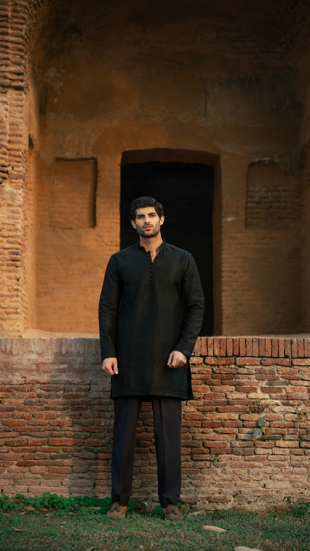 CK 742 Black Needlework Men Kurta With Trouser