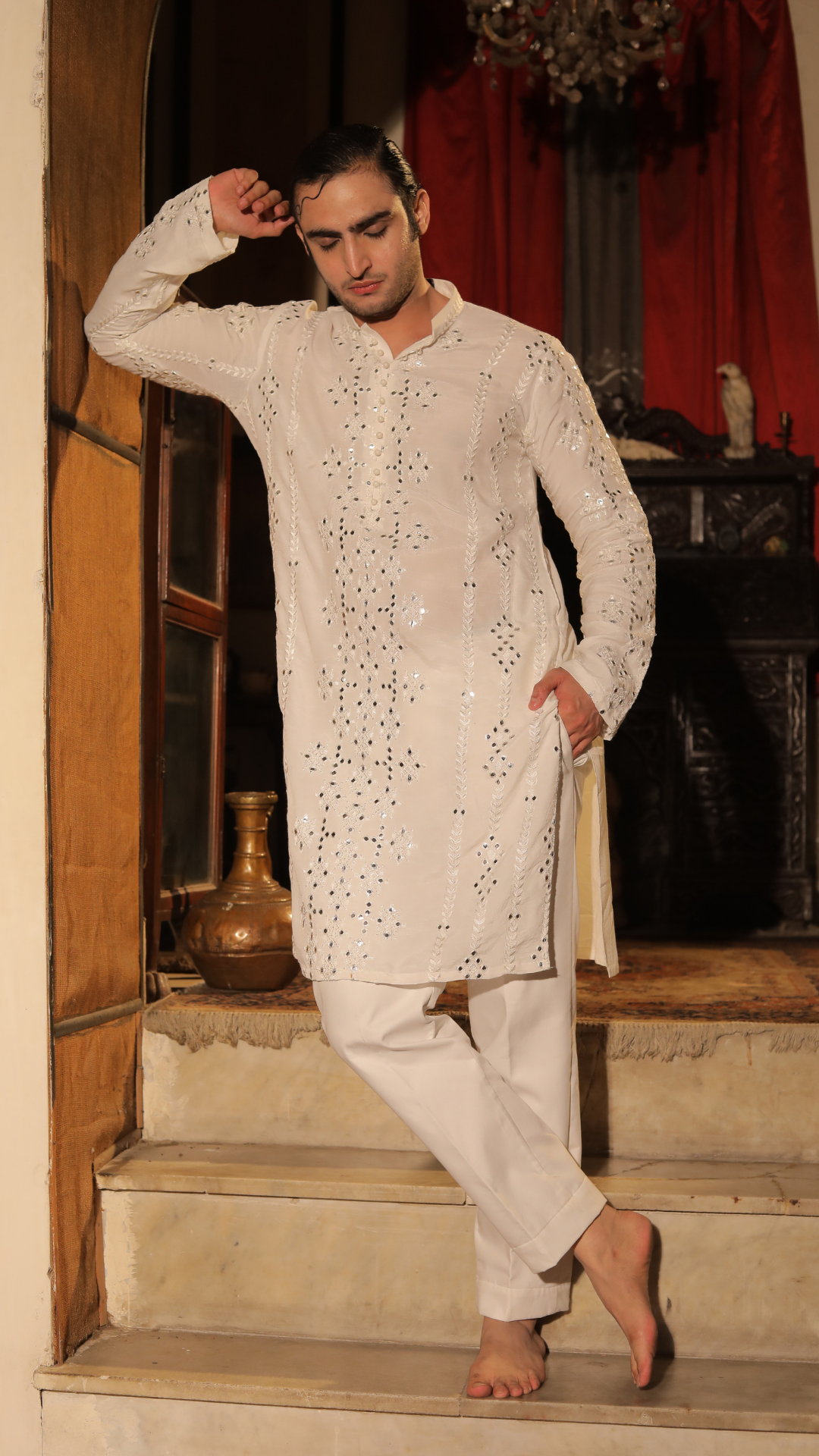 MR 86 White Premium Chanderi Kurta for Men And Pajama