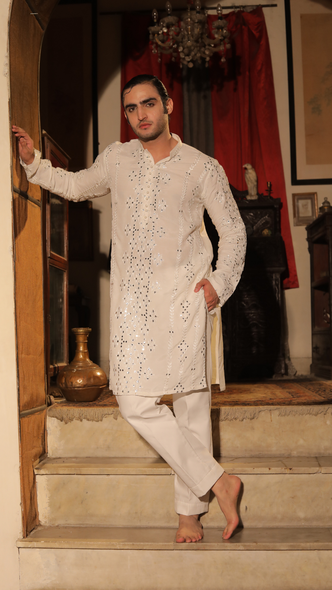 MR 86 White Premium Chanderi Kurta for Men And Pajama