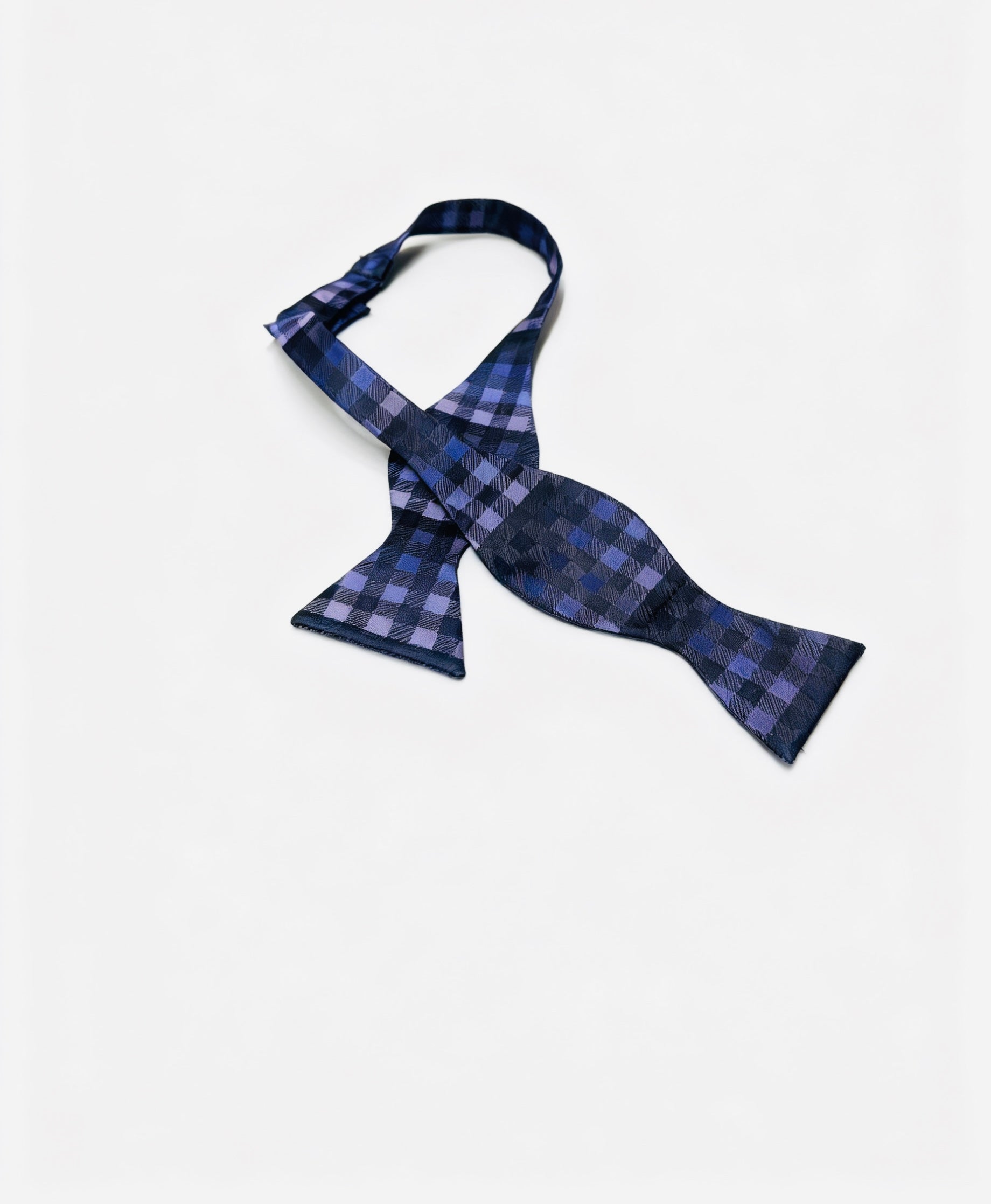 Blue plaid bow tie