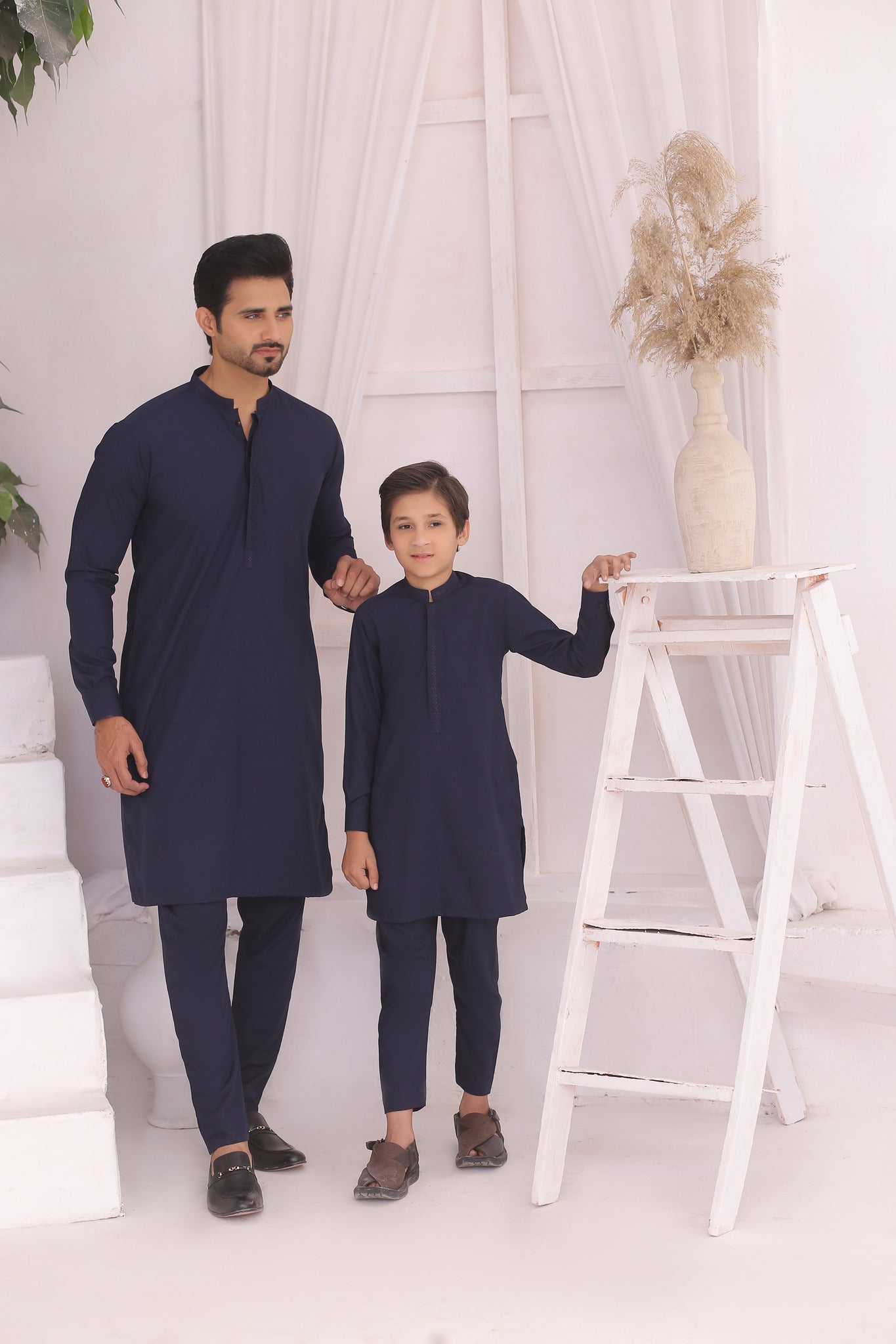 ER FS 5 Blue Kurta Pajama Set for Father and Son