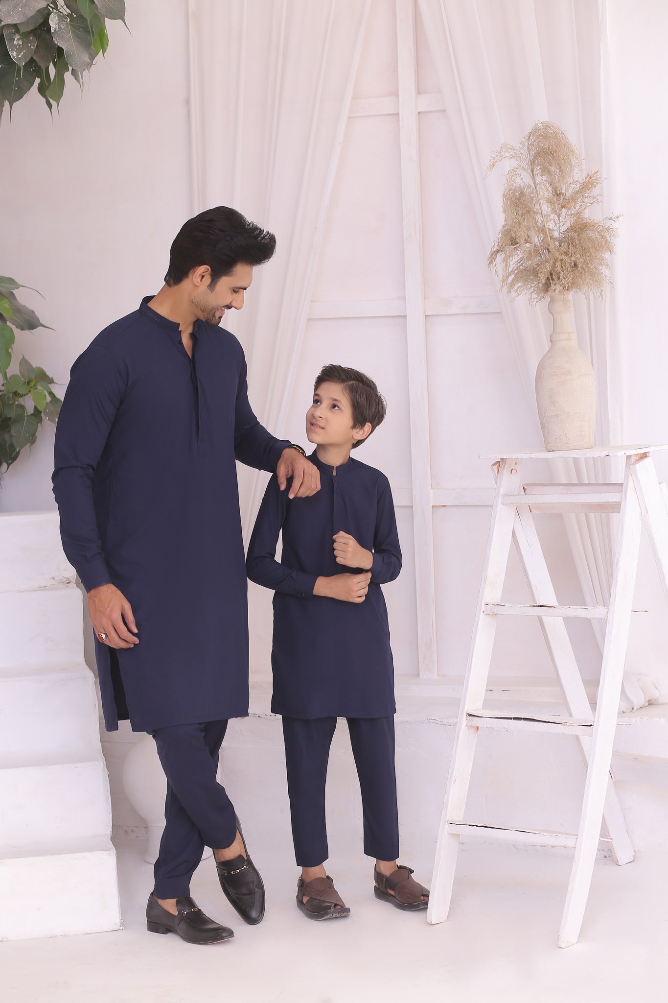 ER FS 5 Blue Kurta Pajama Set for Father and Son